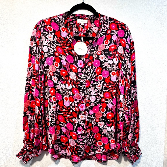 Chenault New Women's Multicolor Floral Long Sleeve Button Up Blouses Size M - Picture 1 of 4